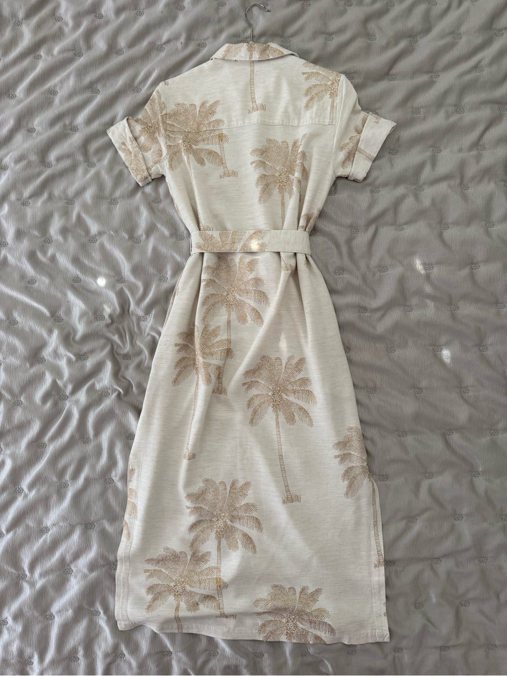 Jane&Delancey Palm Print Shirt Dress Belted Button Front Maxi Size S - Picture 5 of 7